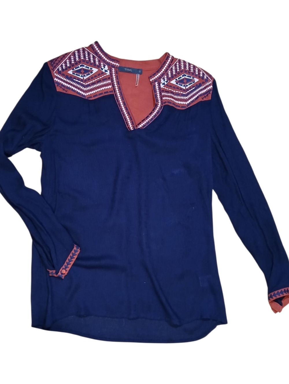THML Embroidered Tunic Long Sleeves Size Small